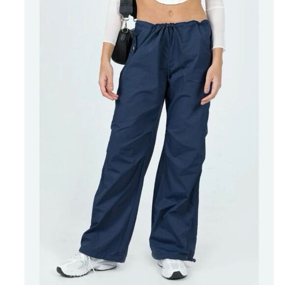 Princess Polly NEW Annerley Wide Leg Parachute Pants Navy Blue Size 12 - Picture 1 of 11